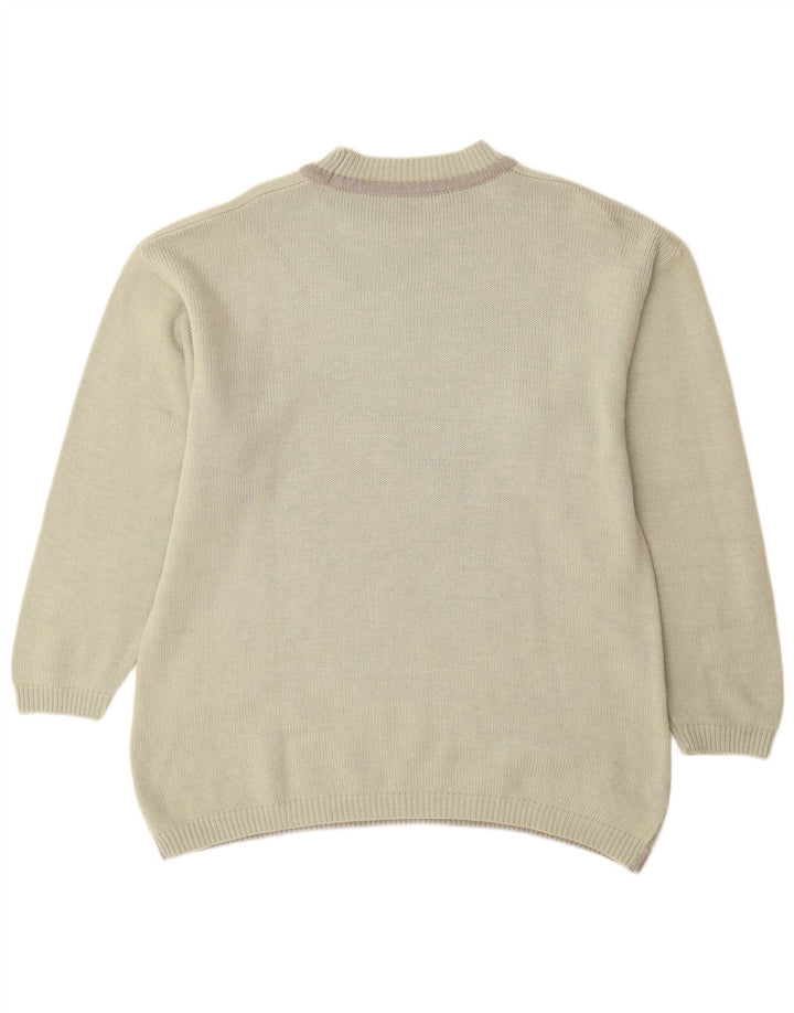 VINTAGE Womens Turtle Neck Jumper Sweater UK 16 Large Green Animal Print