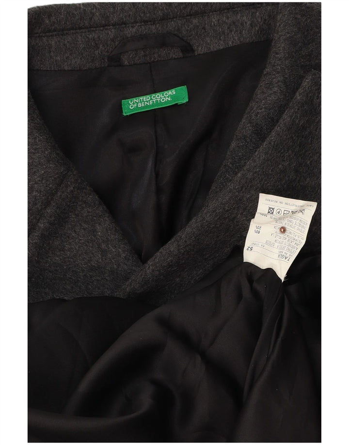 BENETTON Mens Overcoat IT 52 XL Grey Wool