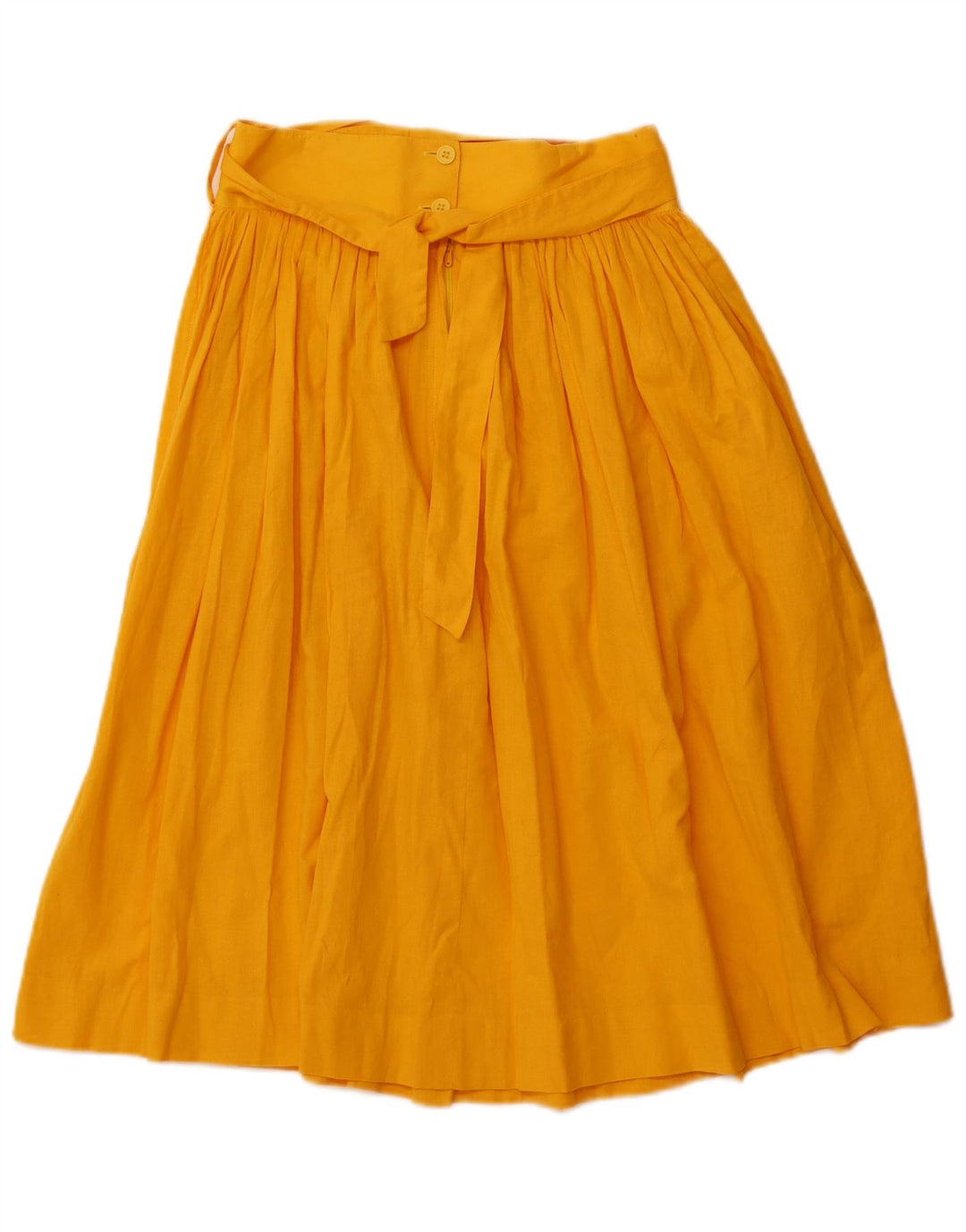 Vintage Womens High Waist Flared Skirt IT 44 Medium W26 Yellow Cotton
