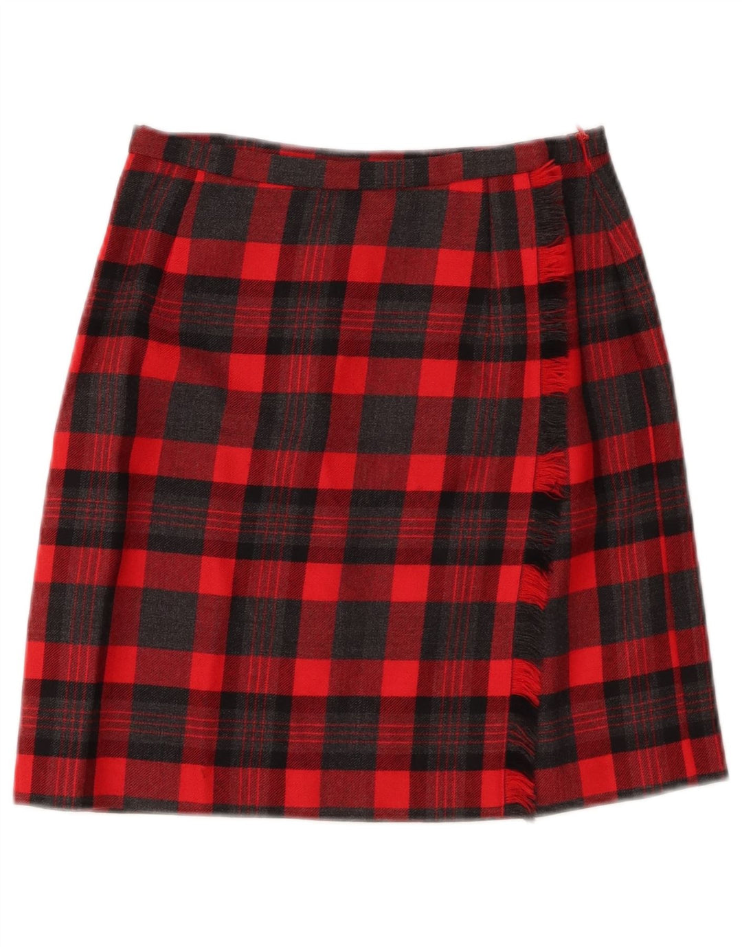 VINTAGE Womens Mini Skirt W22 2XS Red Plaid Wool