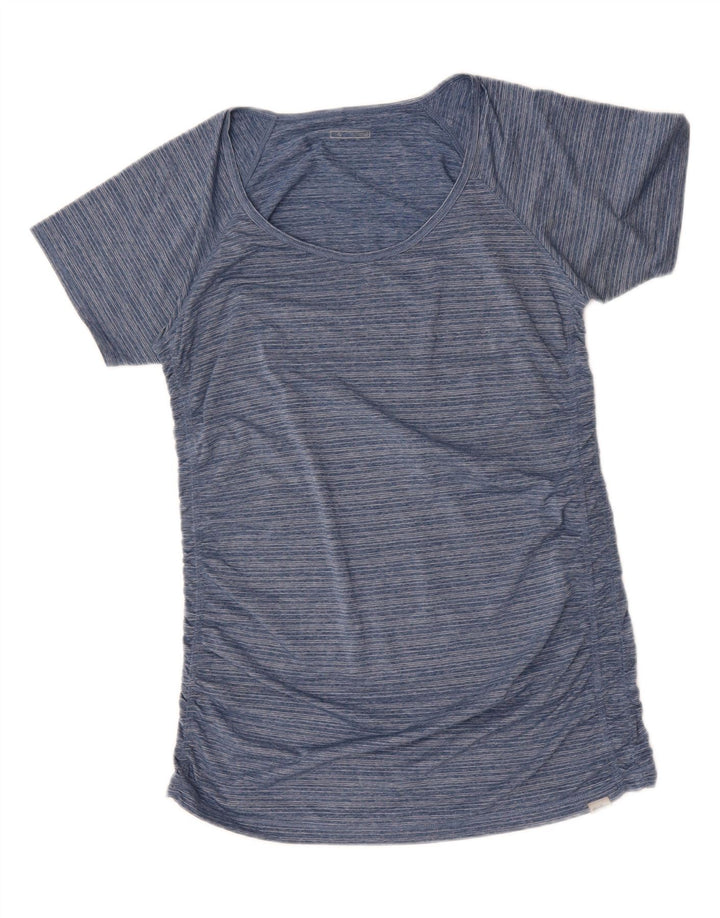 EDDIE BAUER Womens T-Shirt Top UK 16 Large Blue Striped Polyester Vintage Eddie Bauer and Second-Hand Eddie Bauer from Messina Hembry 