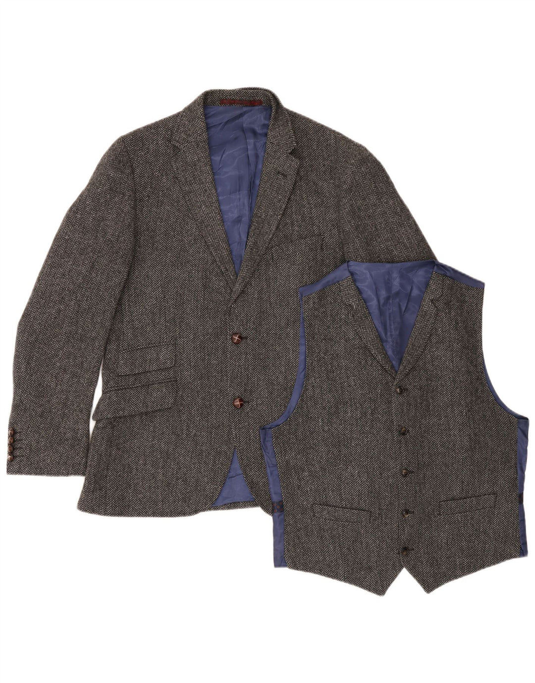Marks & Spencer Mens Tailored Fit Piece Set Medium Grey Herringbone