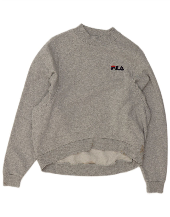 Fila Womens Oversized Sweatshirt Jumper UK 10 Small Grey Flecked Cotton