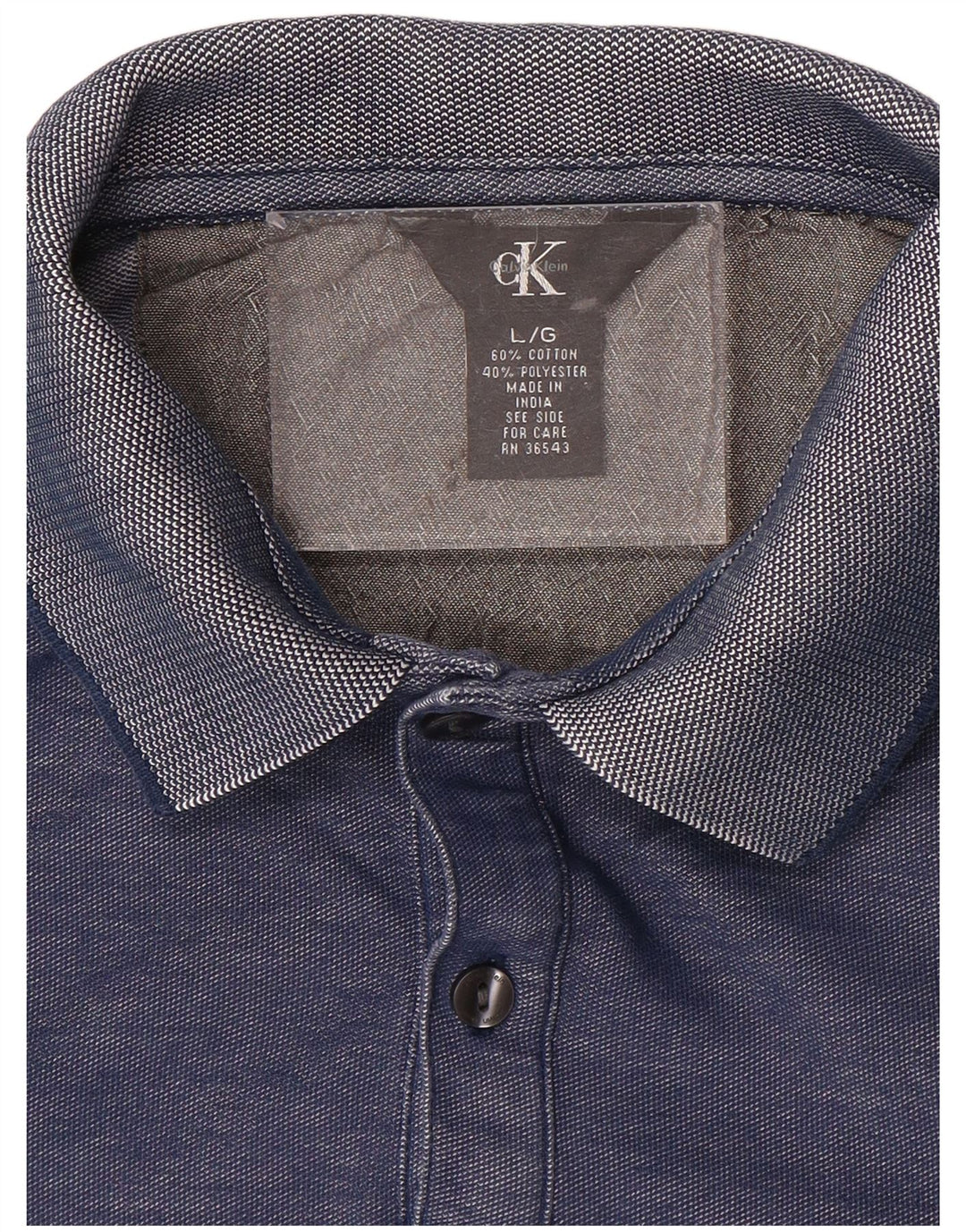 CALVIN KLEIN Mens Polo Shirt Large Blue Cotton
