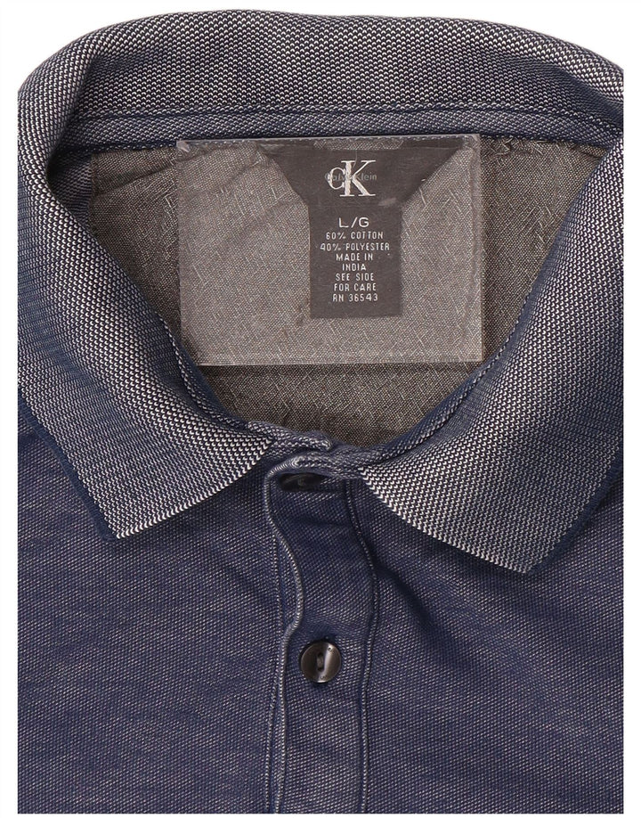 CALVIN KLEIN Mens Polo Shirt Large Blue Cotton