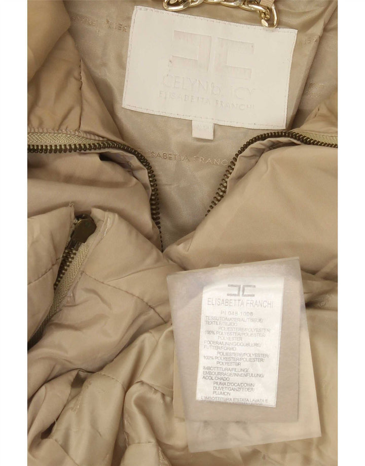 Elisabetta Franchi Womens Padded Jacket IT 42 Medium Beige Polyester