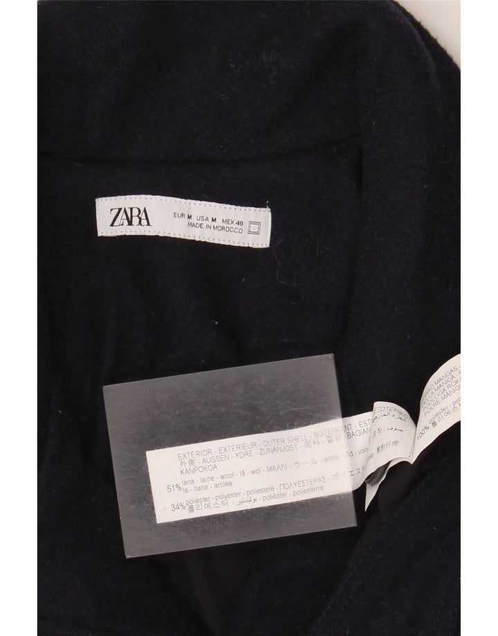 Zara Mens Bomber Jacket UK 38 Medium Navy Blue Wool