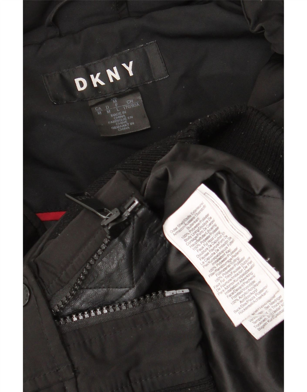 Dkny Womens Bomber Jacket UK 14 Medium Black Polyester