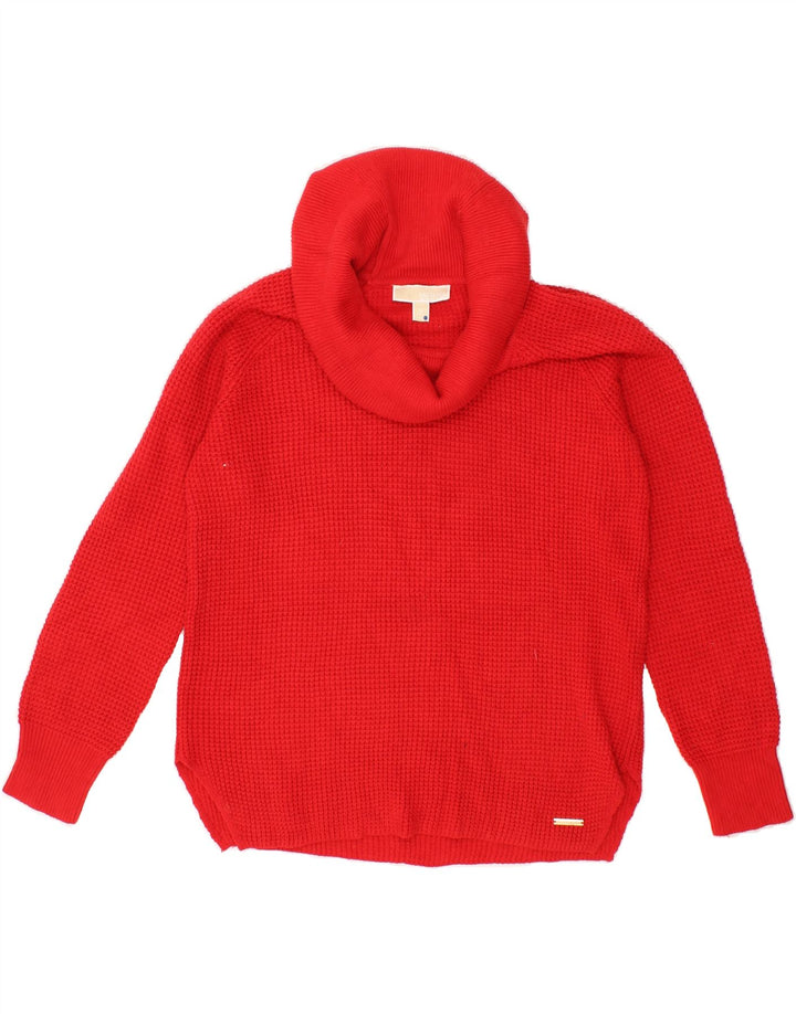 MICHAEL KORS Womens Roll Neck Jumper Sweater UK 14 Medium Red Cotton Vintage Michael Kors and Second-Hand Michael Kors from Messina Hembry 
