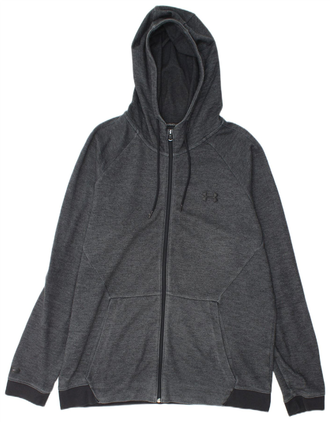 UNDER ARMOUR Mens Zip Hoodie Sweater XL Grey Cotton