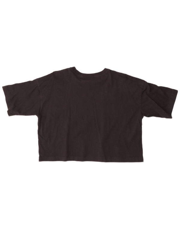 CHAMPION Womens Crop Graphic T-Shirt Top UK 14 Medium Black