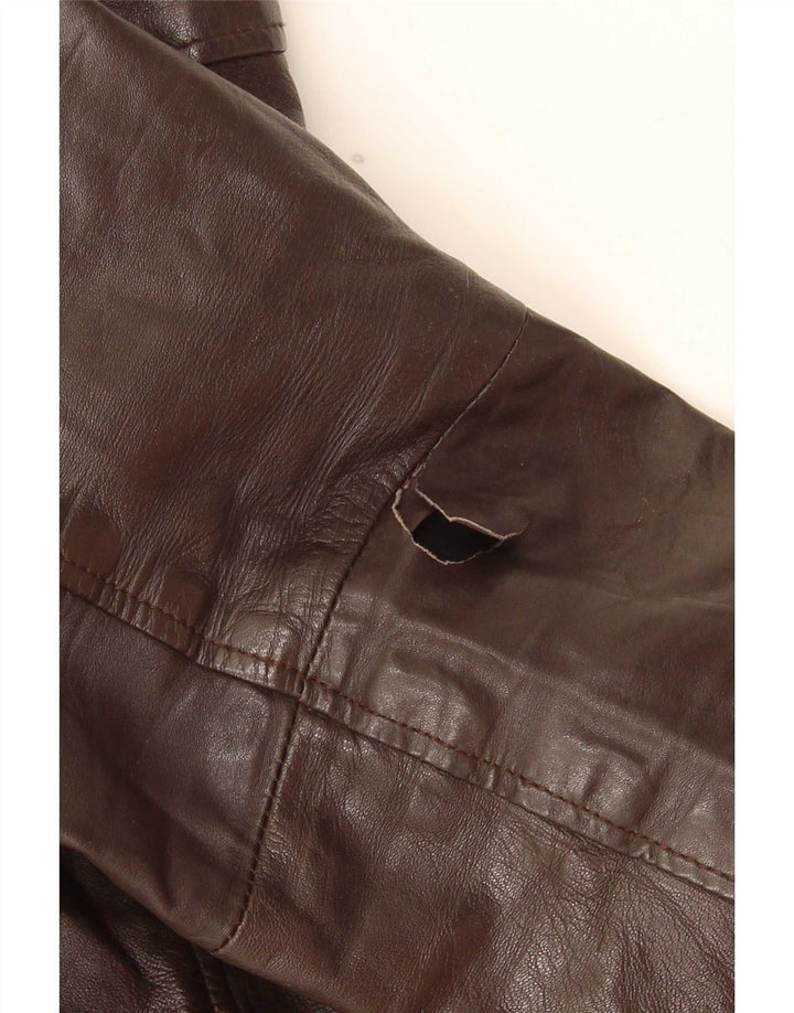 Jack & Jones Mens Leather Jacket UK 40 Large Brown