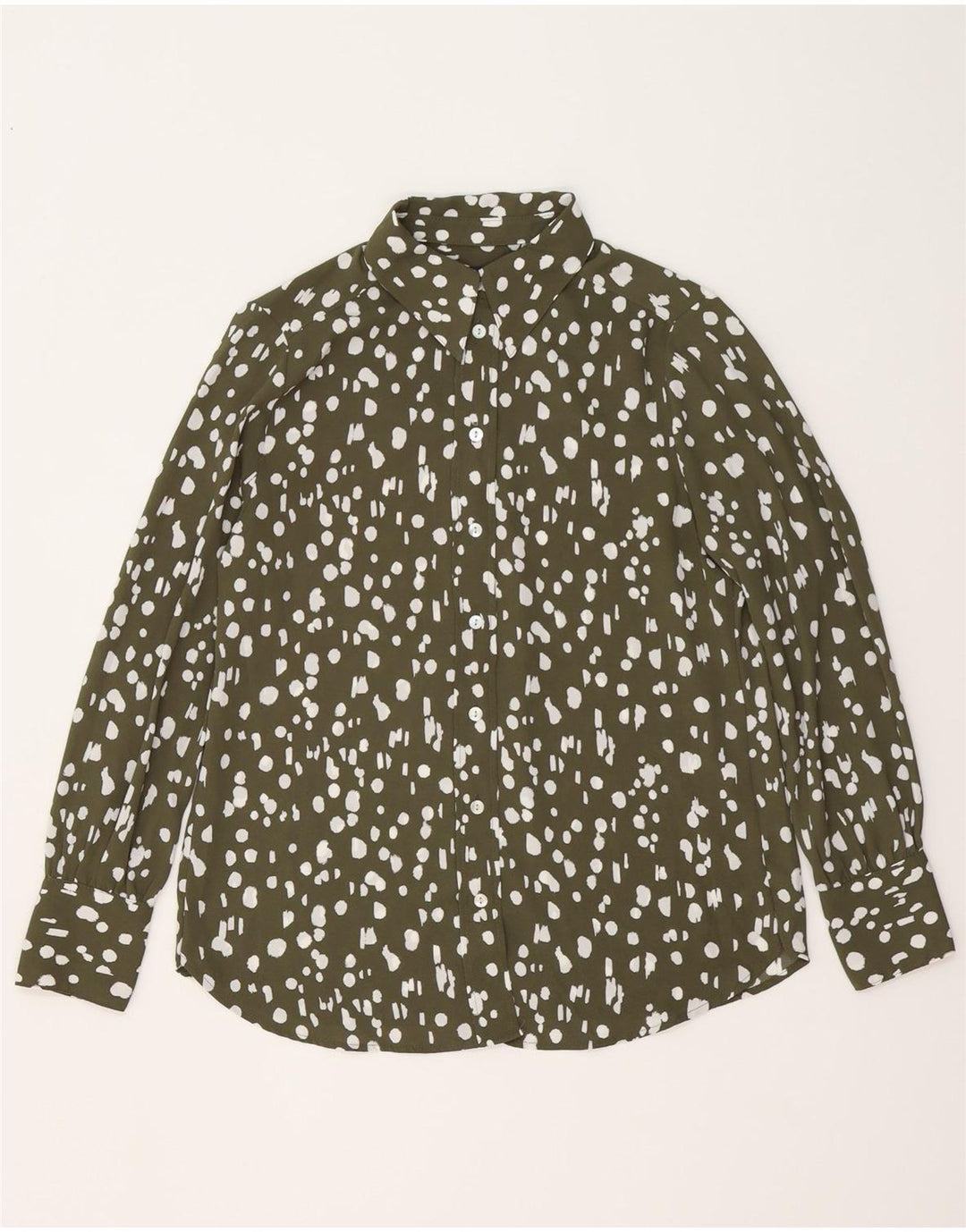 Marks & Spencer Womens Oversized Shirt UK 10 Small Khaki Flecked Polyester