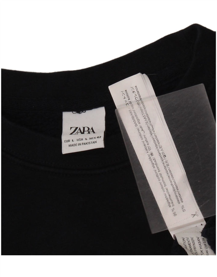 Zara Mens Graphic Sweatshirt Jumper Large Navy Blue Cotton Nautical