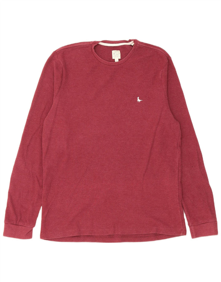 Jack Wills Mens Top Long Sleeve Medium Burgundy Cotton
