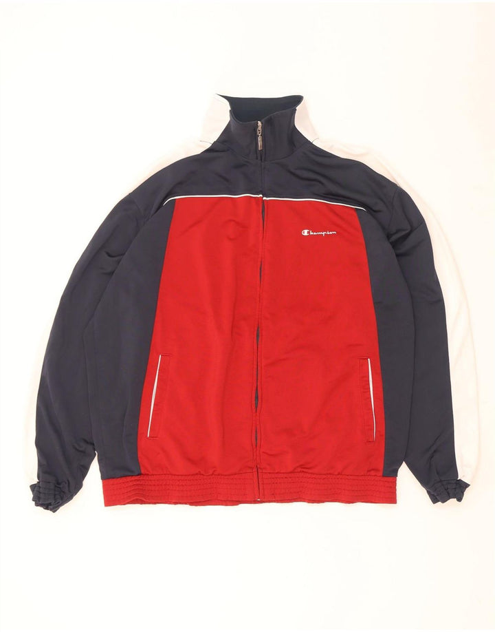 Champion Mens Tracksuit Top Jacket XL Red Colourblock Polyester
