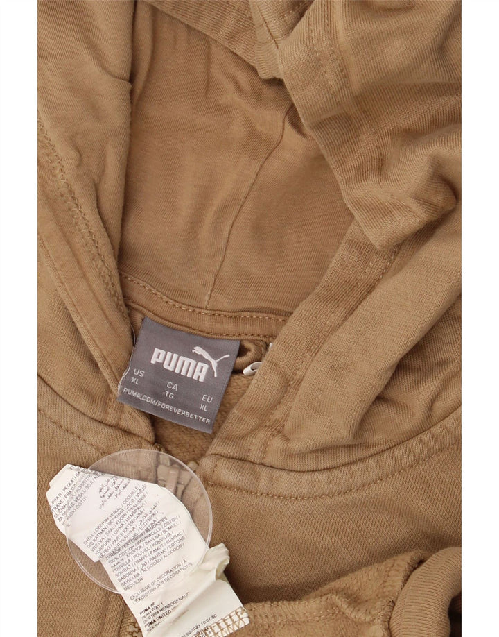 Puma Mens Zip Hoodie Sweater XL Brown Cotton