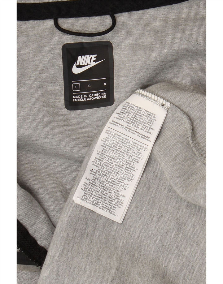 NIKE Mens Zip Hoodie Sweater Large Grey Cotton
