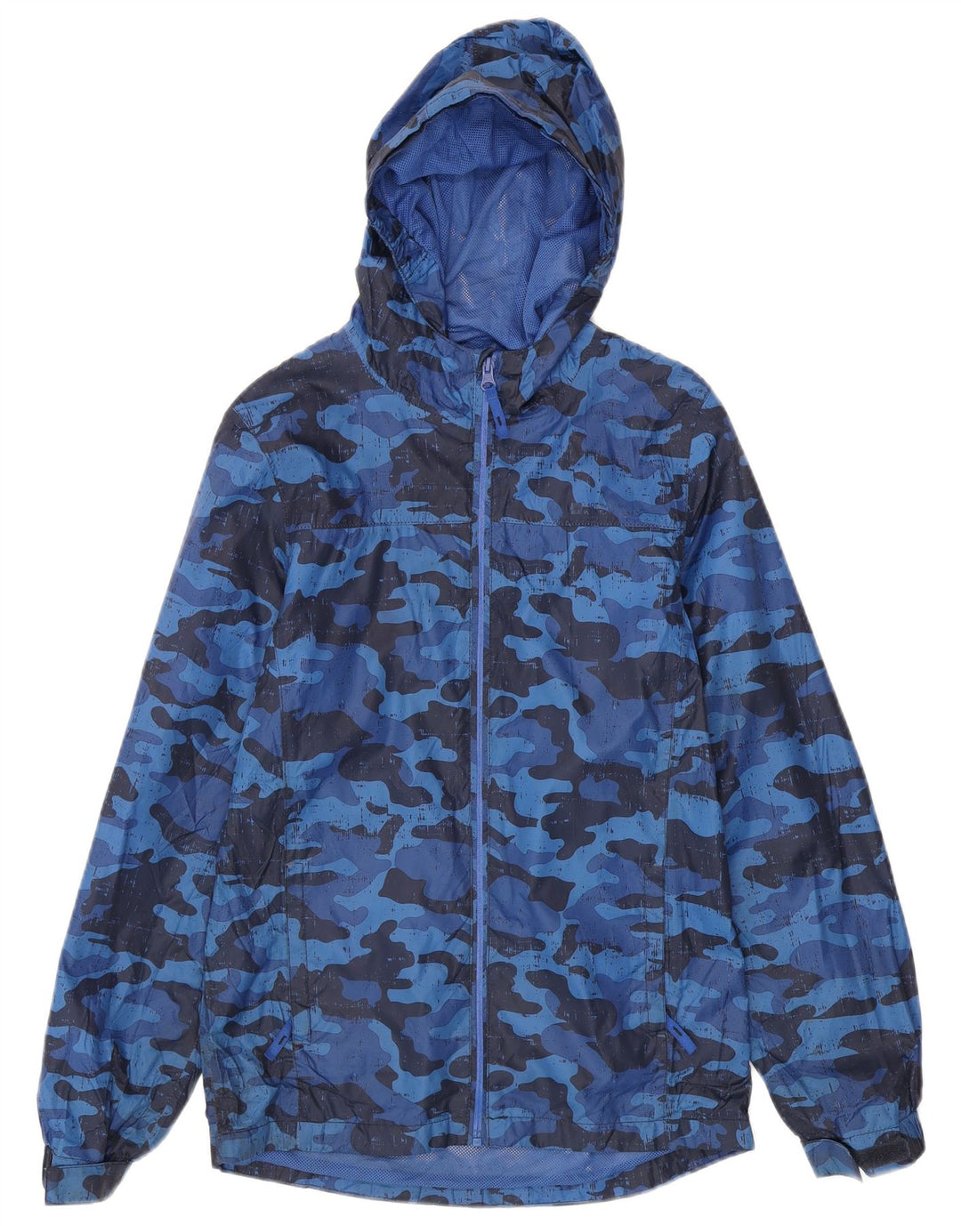 Mountain Warehouse Boys Rain Jacket 12-13 Years Blue Camouflage Polyester