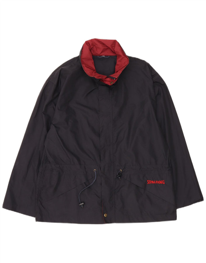 SPALDING Mens Windbreaker Jacket UK 38 Medium Navy Blue Nylon
