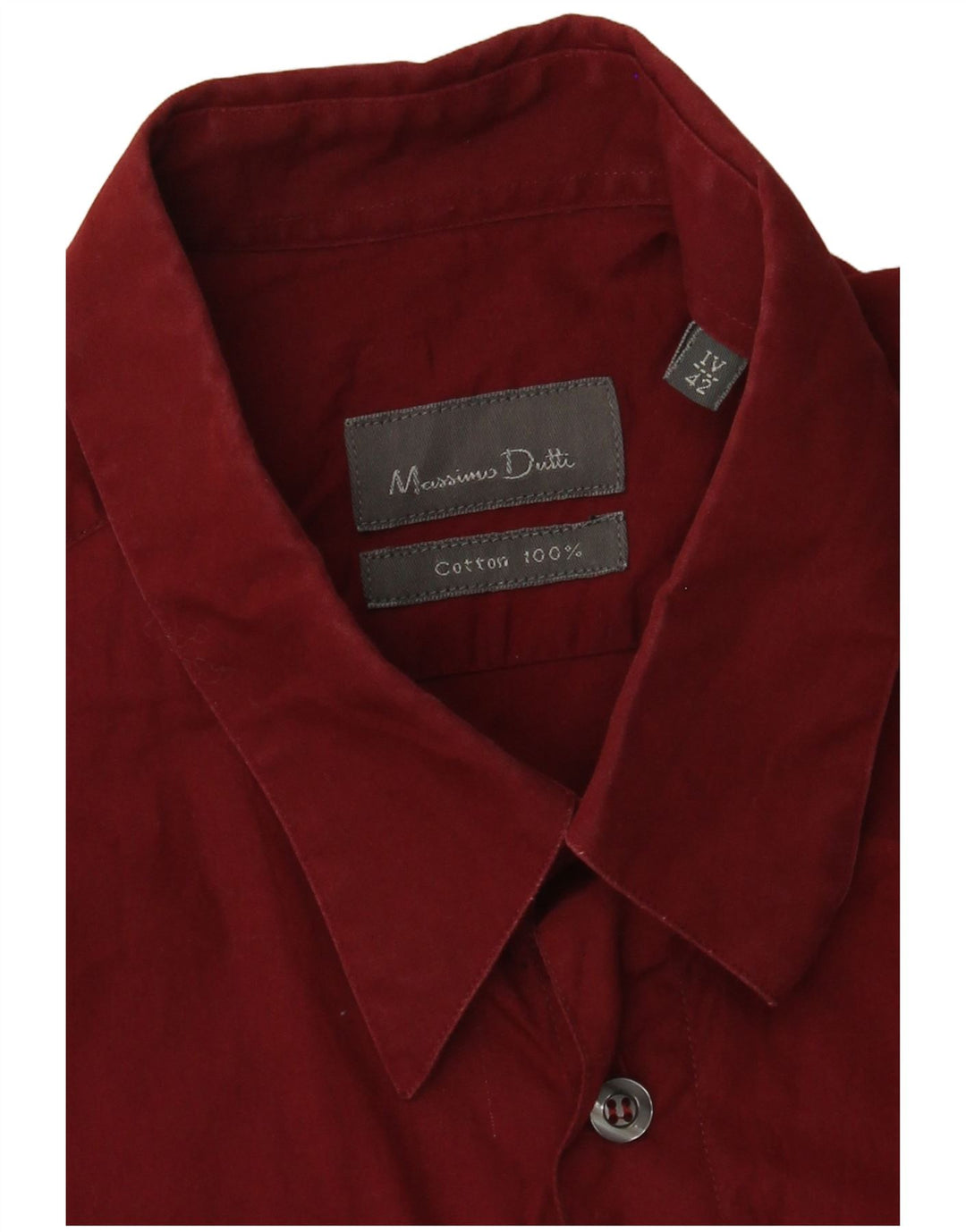 Massimo Dutti Mens Shirt Size 42 Large Burgundy Cotton