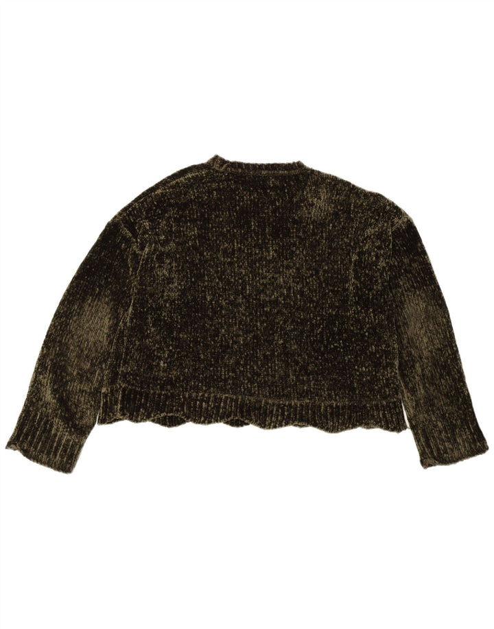 Zara Womens Oversized Boat Neck Jumper Sweater UK 10 Small Khaki Polyester