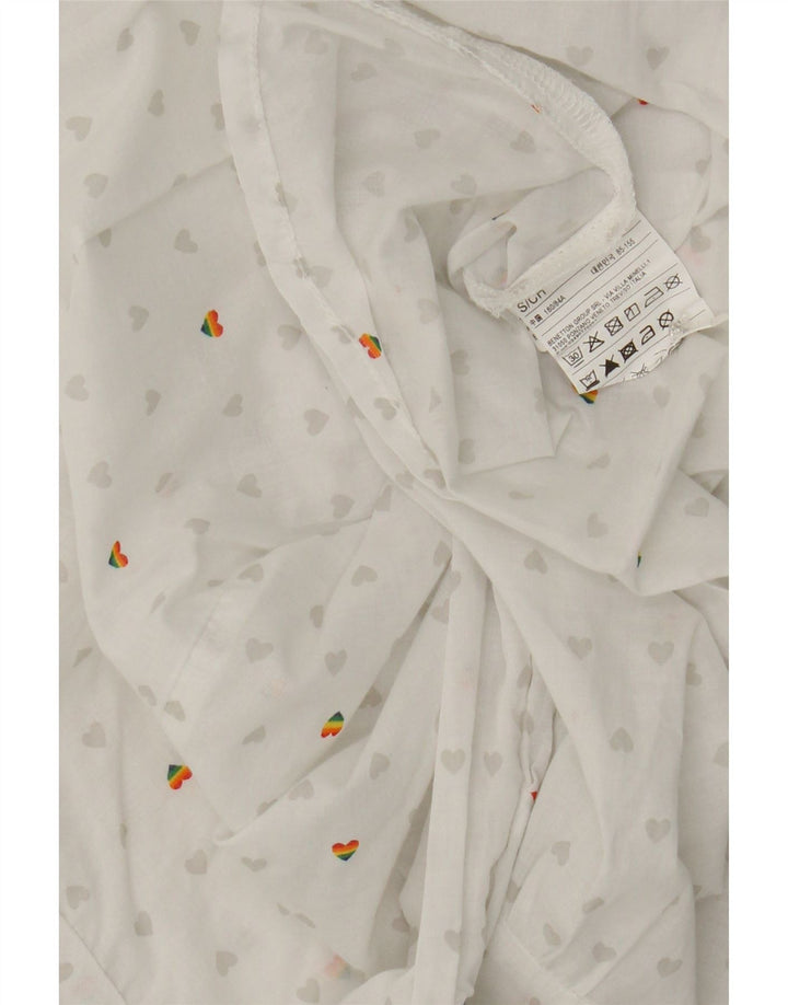 BENETTON Womens Blouse Top UK 10 Small White Spotted Cotton Vintage Benetton and Second-Hand Benetton from Messina Hembry 