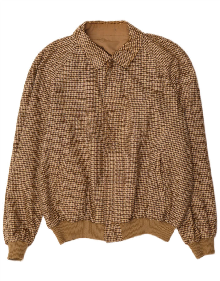 Vintage Mens Reversible Bomber Jacket IT 58 4XL Brown Houndstooth