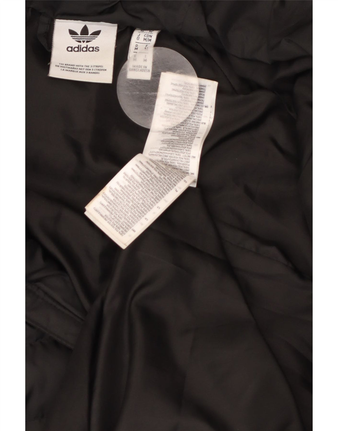 ADIDAS Mens Hooded Padded Jacket UK 38 Medium Black Polyester