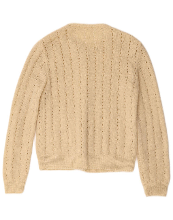 Vintage Womens Cardigan Sweater UK 10 Small Beige
