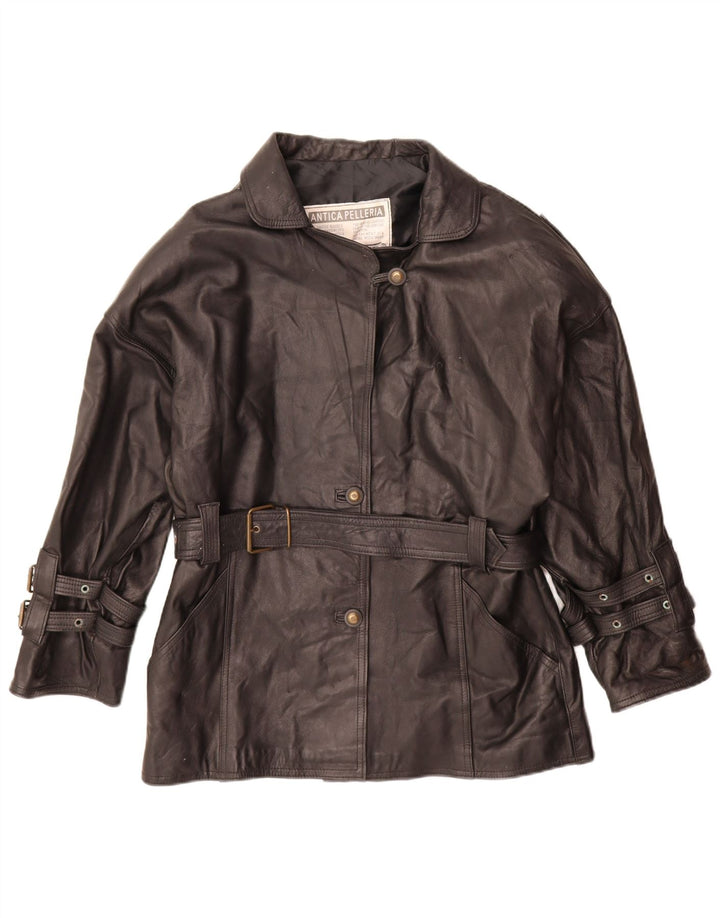 Antica Pelleria Womens Leather Jacket UK 14 Medium Black Leather