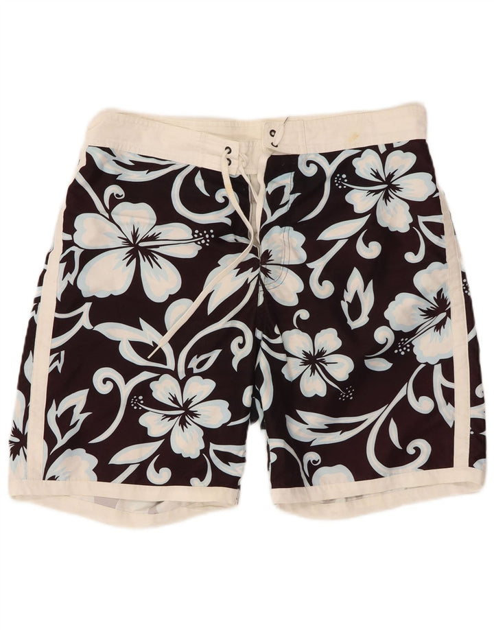 SUNDEK Mens Swimming Shorts Large Black Floral Polyester