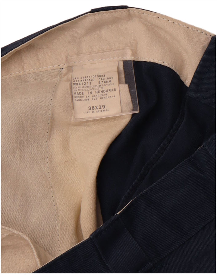 DICKIES Mens Straight Chino Trousers W38 L29 Navy Blue Polyester