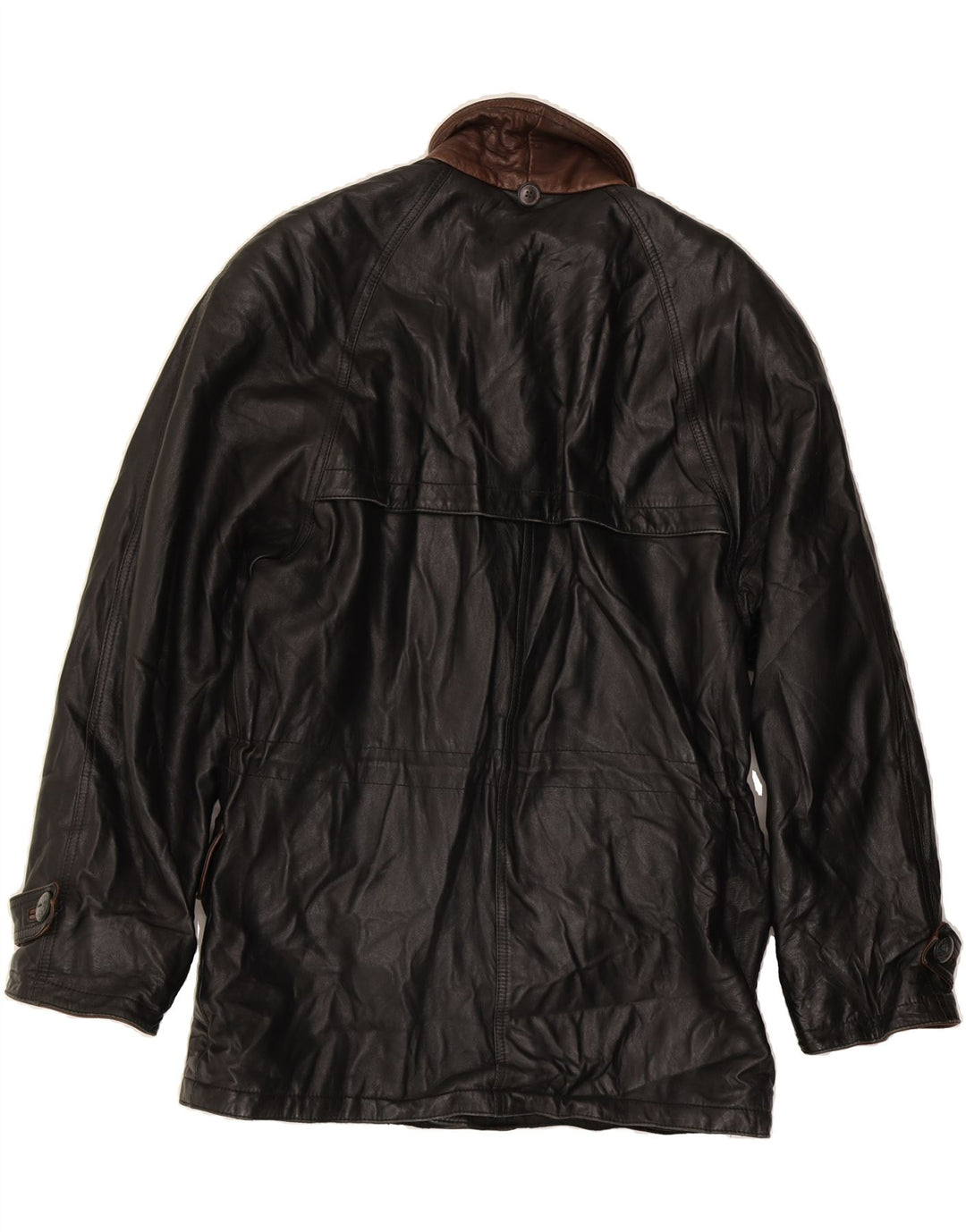 VINTAGE Mens Leather Jacket IT 50 Large Black