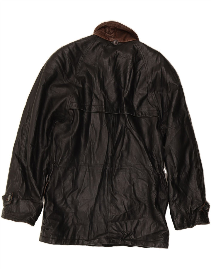 VINTAGE Mens Leather Jacket IT 50 Large Black