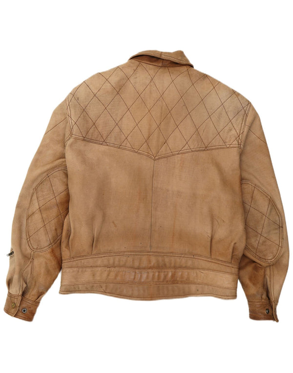 Schuh Mens Leather Jacket UK 42 XL Brown Leather