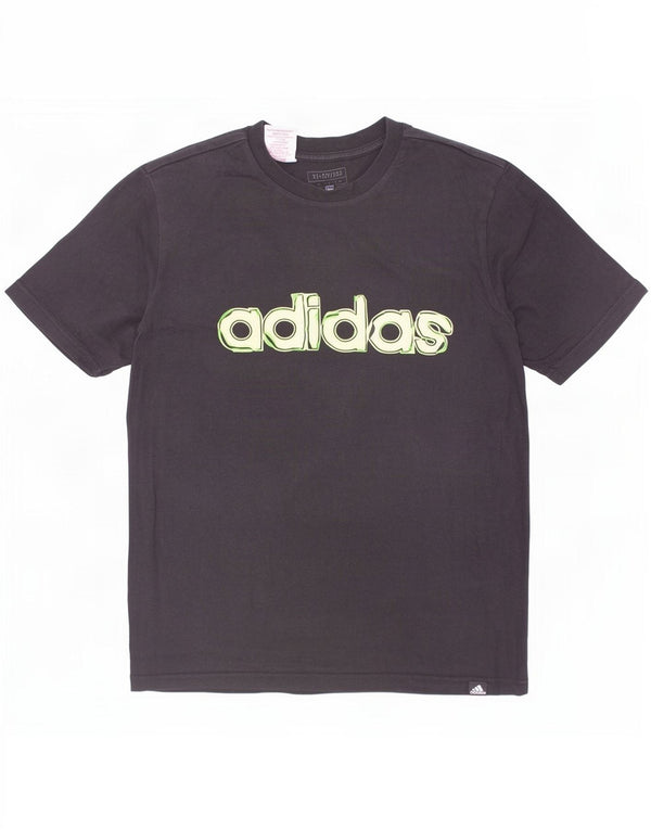 Adidas Boys Graphic T-Shirt Top 11-12 Years Black Cotton