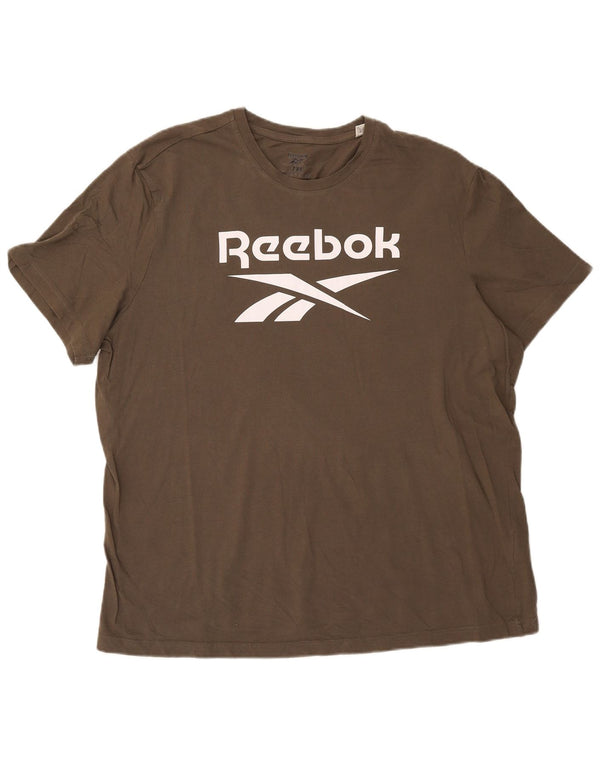Reebok Mens Graphic T-Shirt Top 2XL Khaki Cotton