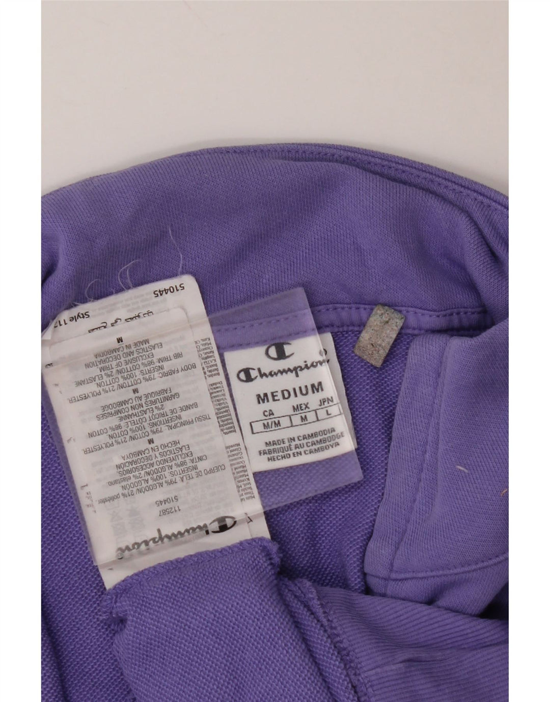 CHAMPION Womens Tracksuit Top Jacket UK 14 Medium Purple Cotton