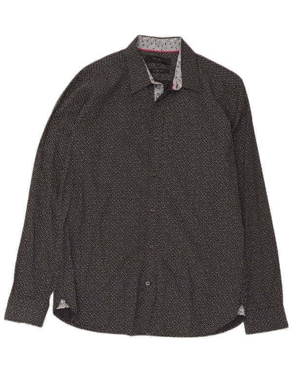 Ted Baker Mens Abstract Pattern Slim Fit Shirt Size 15 1/2 Medium Black