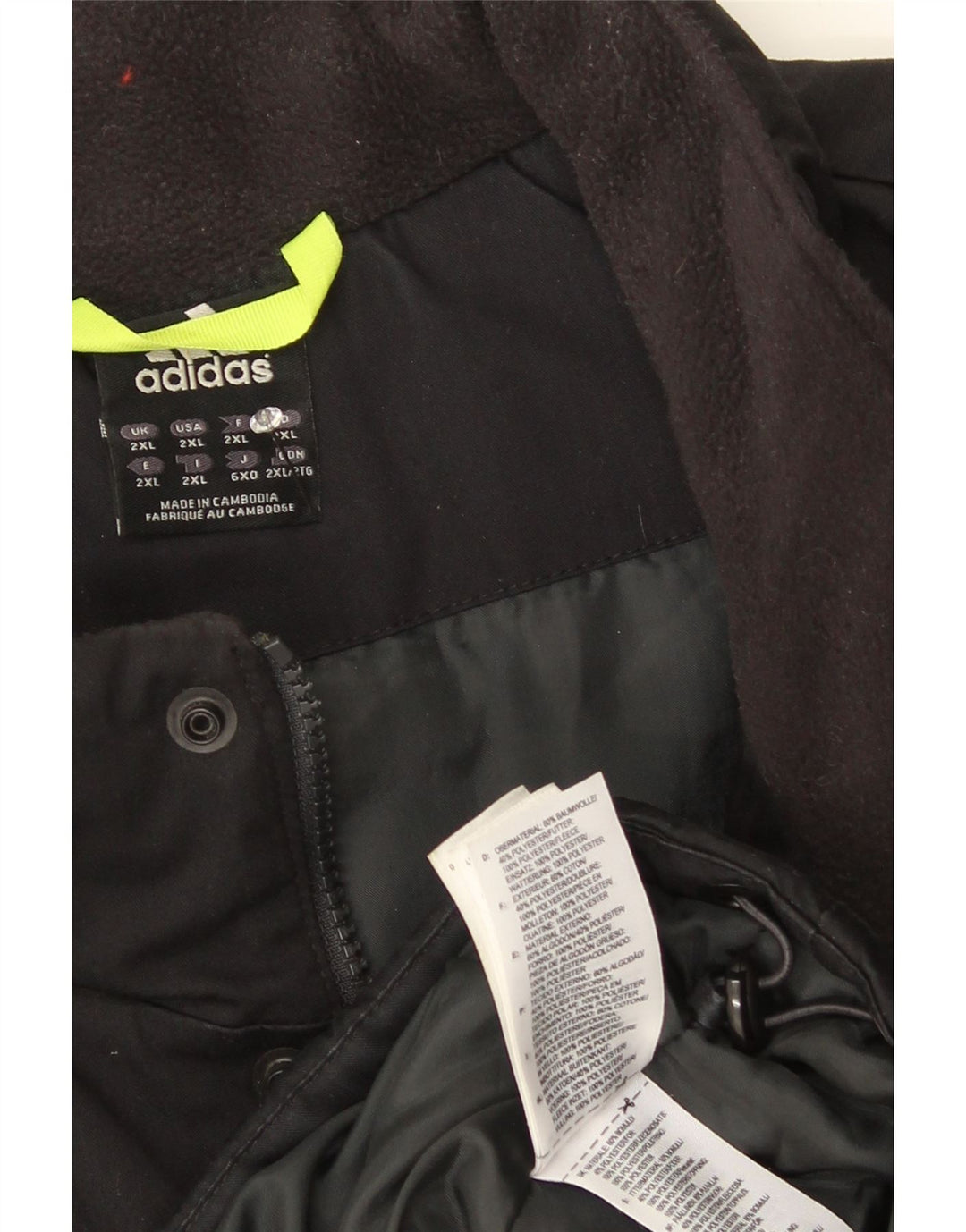 Adidas Mens Windbreaker Jacket UK 44 2XL Black Cotton