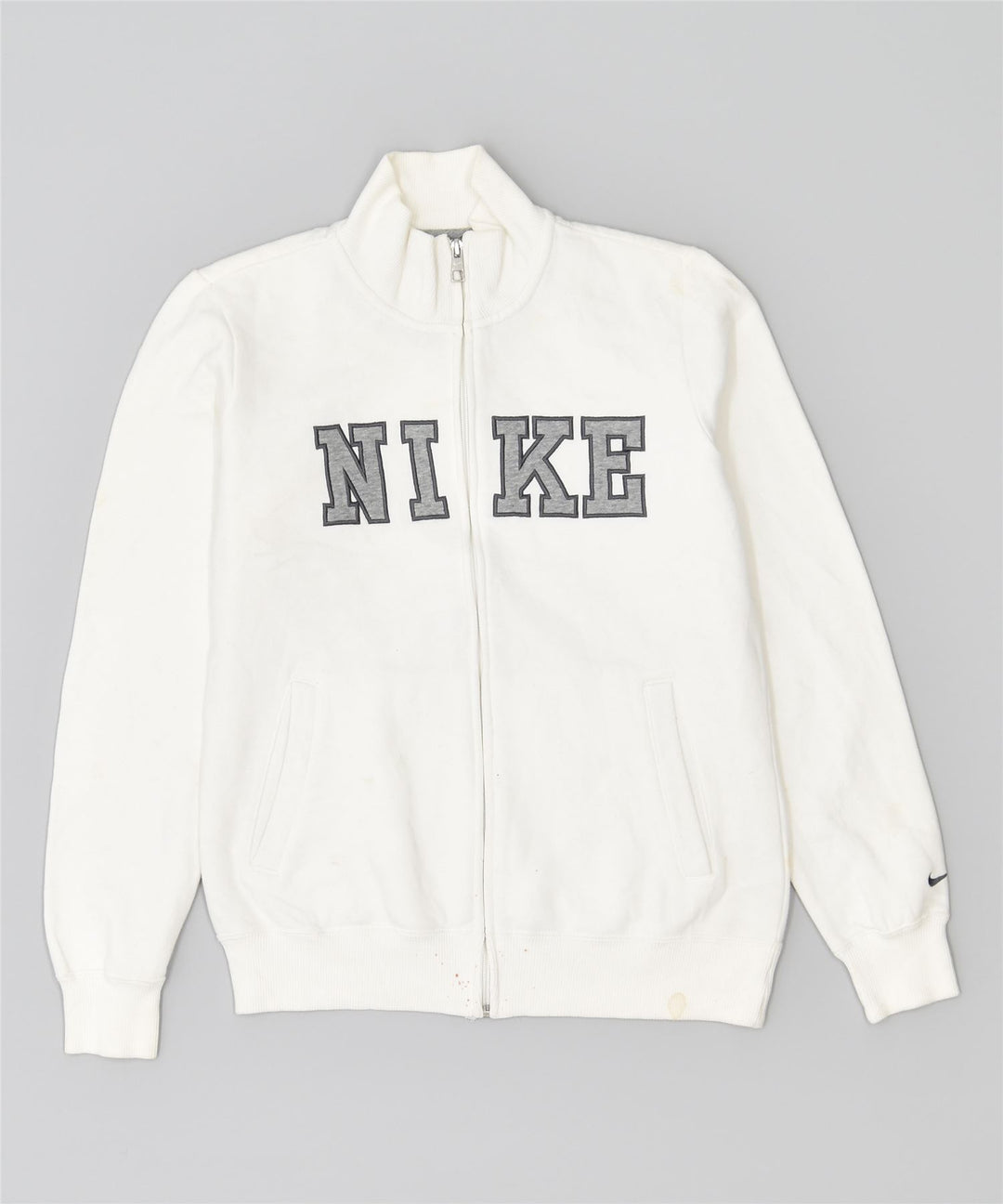 NIKE Womens Tracksuit Top Jacket UK 12 Medium White Cotton