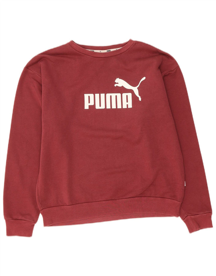PUMA Womens Oversized Graphic Sweatshirt Jumper UK 10 Small Maroon