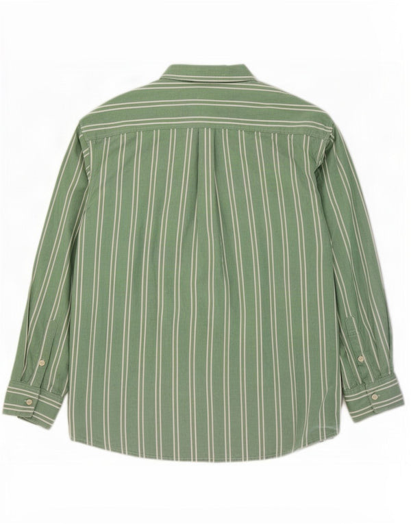 Wrangler Mens Shirt Large Green Striped Cotton