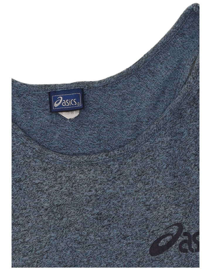 ASICS Womens Graphic Vest Top UK 14 Large Blue Flecked Cotton