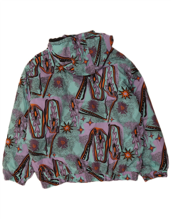 VINTAGE Mens Abstract Pattern Windbreaker Jacket UK 38 Medium Turquoise