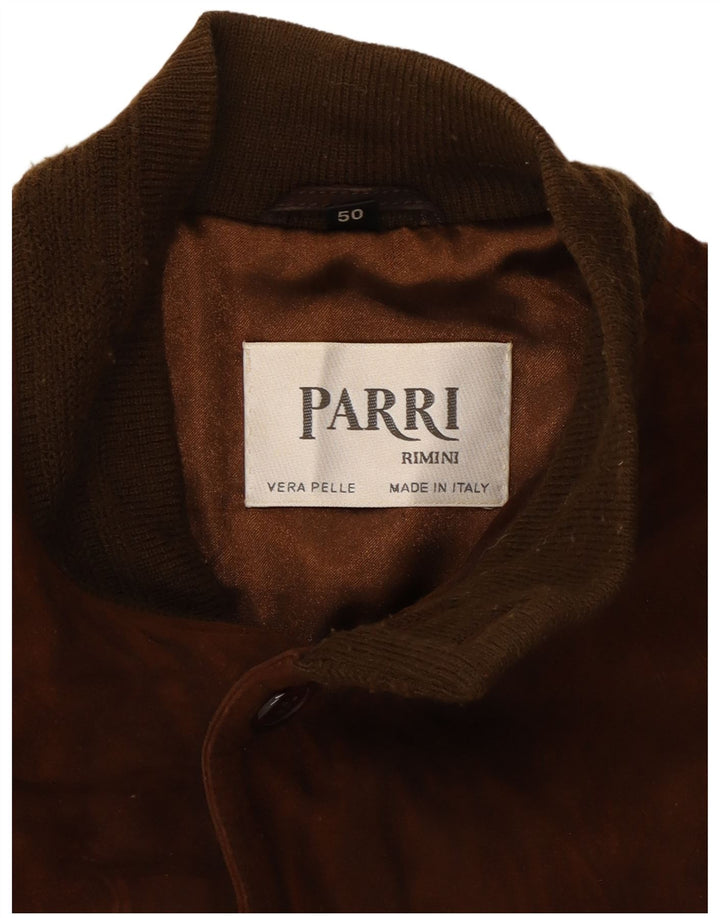 Rimini Mens Suede Bomber Jacket IT 50 Large Brown Leather