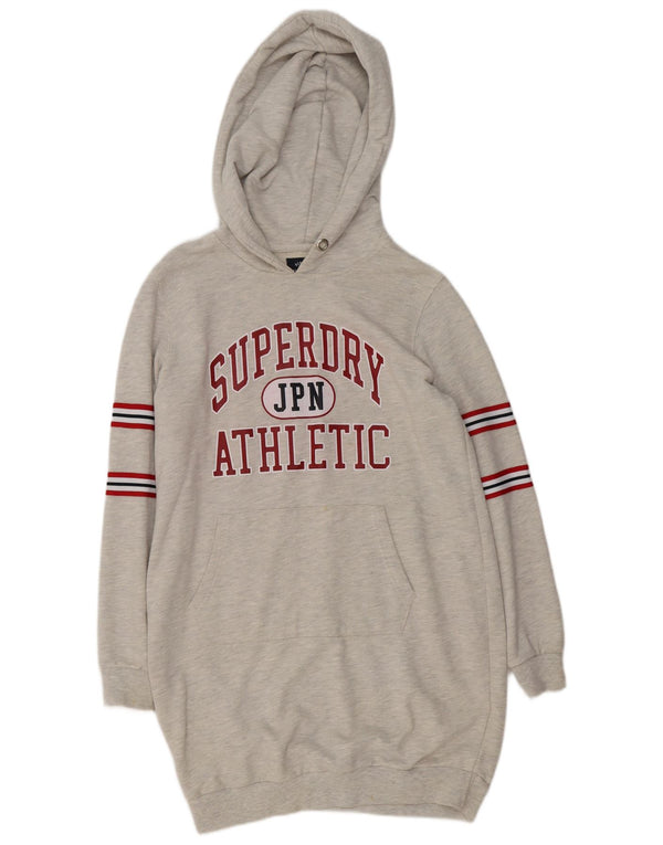 Superdry Womens Graphic Hoodie Dress UK 12 Medium Grey Striped Cotton