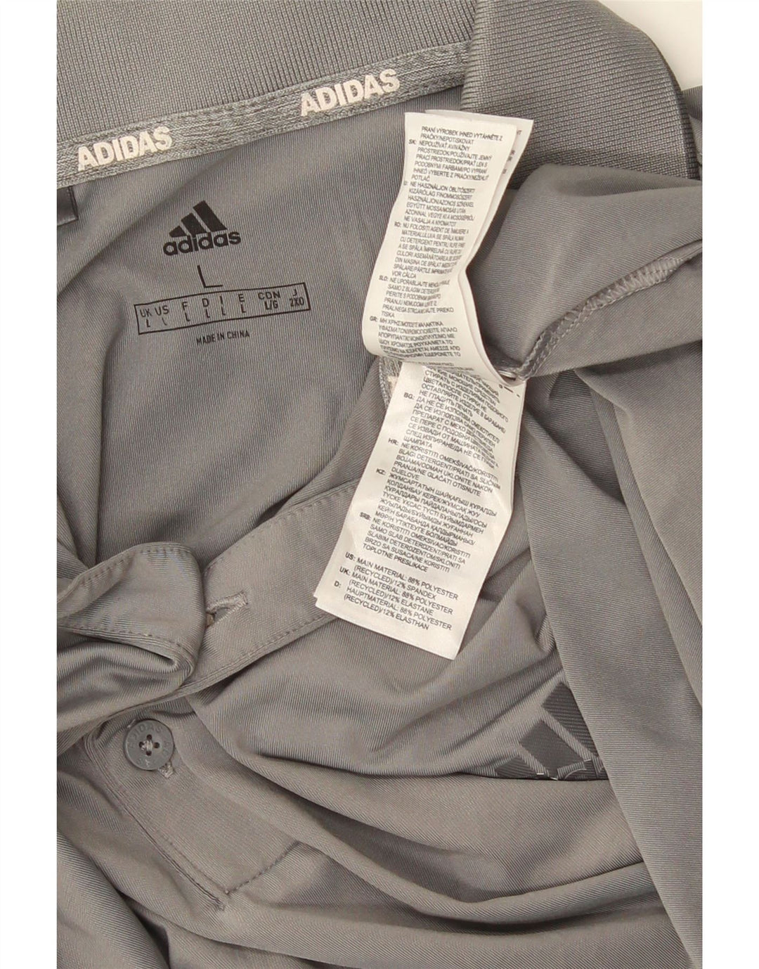 ADIDAS Mens Polo Shirt Large Grey Polyester