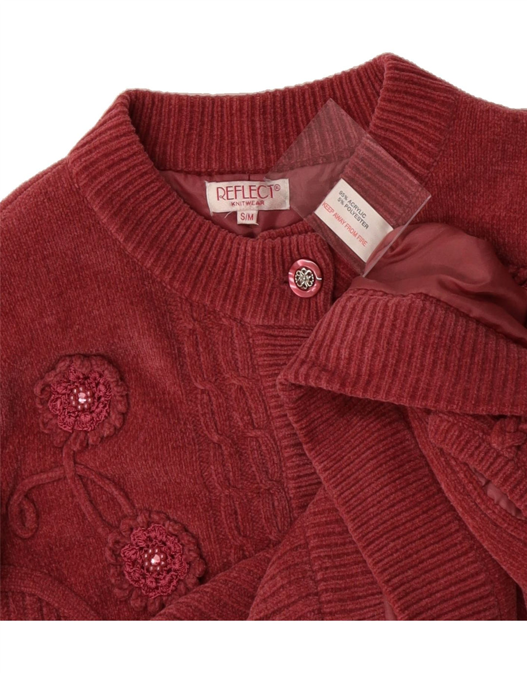 REFLECT Womens Oversized Cardigan Sweater UK 10 Small Red Acrylic Vintage Reflect and Second-Hand Reflect from Messina Hembry 